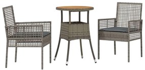vidaXL Σέτ φαγητού για κήπο 3 pcs Γκρι συνθετικό ρατάν