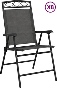 vidaXL Πτυσσόμενες καρέκλες 8 τεμ. Melange Grey Steel και Textilene