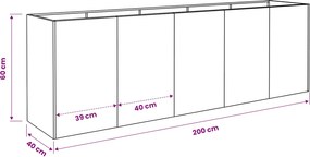 vidaXL Γλάστρα Κήπου Ασημί 200 x 40 x 60 εκ Γαλβανισμένος Χάλυβας