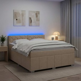 vidaXL Κρεβάτι box spring με στρώμα Κρεμ 160 x 200 cm Ύφασμα