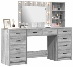 vidaXL Τραπέζι περιποίησης με συρτάρι 3 pcs Γκρι 40 x 41 x 135 εκ.