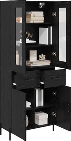 vidaXL Highboard Μαύρη Οξυά 69,5 x 34 x 180 εκ. Επεξεργασμένο ξύλο