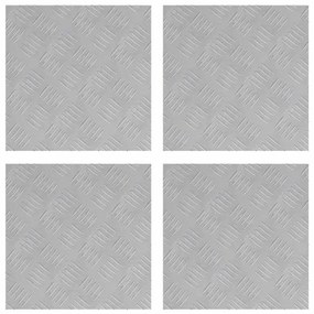 vidaXL Επιφάνειες Καρό 4 pcs Ασημί 40 x 40 cm Αλουμίνιο
