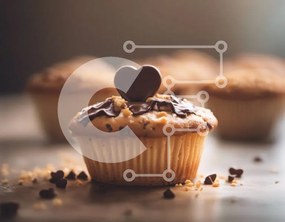 Intra Συλλεκτικό Ξύλινο Παζλ Plywood  4mm - Cupcake σε σχήμα καρδιάς με τσιπς σοκολάτας Σε Ξύλινο Κουτί - Διαστάσεις: 10x10 cm – 25 κομμάτια