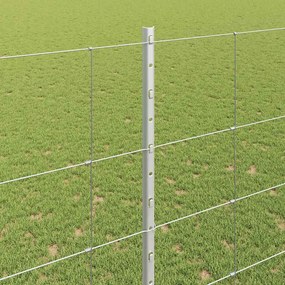 vidaXL Εξωτερική άγρια περίφραξη με στήλες 50 x 1,6 m Ασημί Δίχτυ