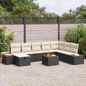 vidaXL Σετ Καναπέ Κήπου 9 pcs Μαύρο 55 x 62 x 69 εκ Πολυ ράταν