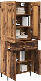 vidaXL Highboard με συρτάρι 2 pcs Παλιό Ξύλο Επεξεργασμένο ξύλο