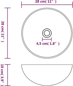vidaXL Νιπτήρας Μπάνιου Στρογγυλός Ροζ Ματ Κεραμικός