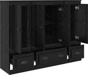 vidaXL Highboard με συρτάρι 3 pcs Μαύρη Οξυά Επεξεργασμένο ξύλο