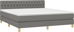 vidaXL Κρεβάτι Boxspring με Στρώμα Σκούρο Γκρι 180x200 εκ Υφασμάτιν