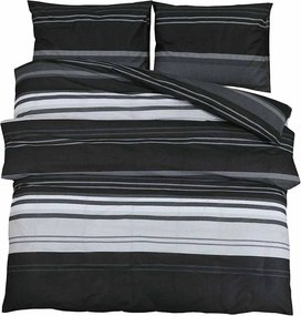 vidaXL Σετ Παπλωματοθήκης Μαύρο και Λευκό 240x220 εκ. Βαμβακερό