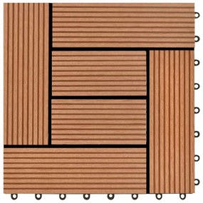 vidaXL Πλακάκια Deck 11 τεμ. Καφέ 30 x 30 εκ. / 1 τ.μ. WPC