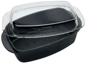Γάστρα Με Γυάλινο Καπάκι 70.020.40 40x22x10,7cm Black Cryspo Trio Aluminium