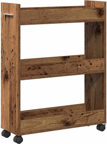 vidaXL Ντουλαπιού με τροχούς Παλιό ξύλο 60 x 22 x 79 εκ
