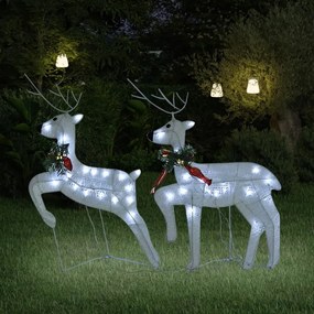 vidaXL Χριστουγεννιάτικοι Τάρανδοι 2 τεμ. με 40 LED Λευκοί