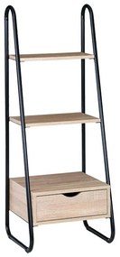 WOODWELL ΕΟ428Ραφιέρα Μέταλλο Βαφή Μαύρο, Απόχρωση Σημύδας 44x37x114cm ΕΟ428