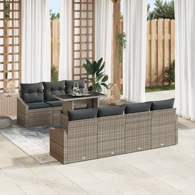 vidaXL Σετ καναπέ κήπου 8 τεμαχίων με γκρι μαξιλάρια
