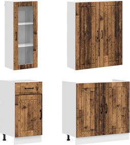 vidaXL Μονάδα κουζίνας LUCCA 8 pcs Παλαιωμένο ξύλο Επεξεργασμένο Ξύλο