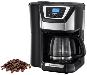 Καφετιέρα Russell Hobbs Victory Grind & Brew 22000-56, 1025W, 1,5 L, 250 g, 12 φλιτζάνια, χρονοδιακόπτης, ενσωματωμένο φίλτρο, μαύρο/οξυζενέ