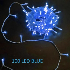 100 Χριστουγεννιάτικα φωτάκια LED σε διάφανο καλώδιο μπλε 17271-30 OEM