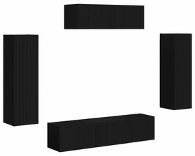 vidaXL Ντουλάπι TV 3 pcs Μαύρο