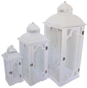 Φανάρι Numie Inart σετ 3τεμ αλουμίνιο σε λευκή απόχρωση 30x30x80 εκ.