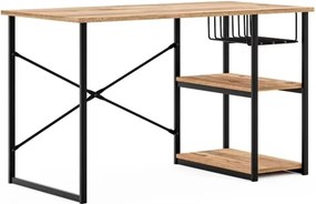 Stewehome Γραφείο με Ράφι Μεταλλικά Πόδια / Καπνί 60x120 cm