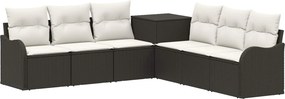 vidaXL Σετ Καναπέ 7 τμχ. Μαύρο και Κρεμ Λευκό 121 x 62 x 69 εκ.