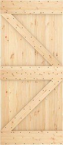 vidaXL Συρόμενη Πόρτα 90 x 210 cm Μασίφ Ξύλο Πεύκου Φυσικό και Λευκό