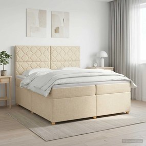 vidaXL Κρεβάτι box spring με στρώμα Κρεμ 200 x 200 cm Ύφασμα