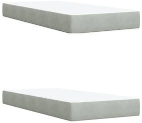 vidaXL Κρεβάτι Boxspring με Στρώμα Ανοιχτό Γκρι 200x200 εκ. Βελούδινο