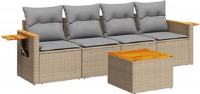 vidaXL Patio Sofa Set 4-θέσια Beige and Grey