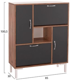 ΠΑΠΟΥΤΣΟΘΗΚΗ MEDY HM18187.02 ΜΕΛΑΜΙΝΗ ΣΕ ΦΥΣΙΚΟ &amp;amp; ΑΝΘΡΑΚΙ-ΜΑΥΡΑ ΠΟΔΙΑ 85x30x108.5Υεκ - 0615378 - HM18187.02