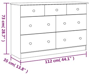 Συρταριέρα ALTA Λευκή 112 x 35 x 73 εκ. από Μασίφ Ξύλο Πεύκου - Λευκό