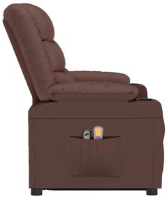 vidaXL Πολυθρόνα Μασάζ Ανακλινόμενη Καφέ Συνθετικό Δέρμα