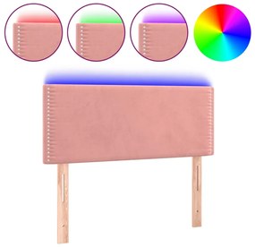 vidaXL Κεφαλάρι Κρεβατιού LED Ροζ 100x5x78/88 εκ. Βελούδινο