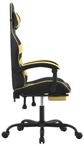 vidaXL Καρέκλα Gaming Μασάζ Υποπόδιο Μαύρο/Χρυσό από Συνθετικό Δέρμα