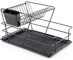 Πιατοθήκη Διώροφη 161WRC1104 47x32x24cm Black Hermia Metal