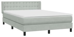 Κρεβάτι Boxspring με Στρώμα Ανοιχτό Γκρι 140x220 εκ. Βελούδινο - Γκρι