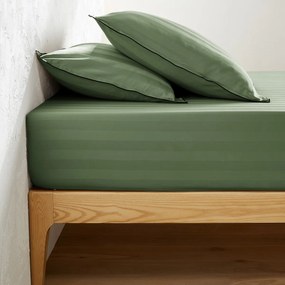 Σεντόνι με λάστιχο από προπλυμένο βαμβακερό σατέν, 300 κλωστές, Victor ριγέ