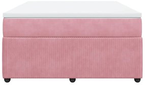 vidaXL Κρεβάτι Boxspring με Στρώμα Ροζ 140x200 εκ. Βελούδινο