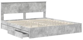 vidaXL Κρεβάτι Αποθήκης Σκυρόδεμα Γκρι 180 x 200 cm Επεξεργασμένο ξύλο