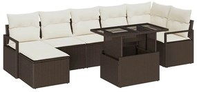 vidaXL Σετ Καναπέ Κήπου με μαξιλάρι 8 pcs Καφέ και κρεμ
