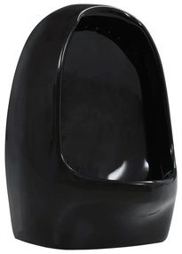 Ουρητήριο Επιτοίχιο/Κρεμαστό Μαύρο Κεραμικό με Βαλβίδα Έκπλυσης - Μαύρο