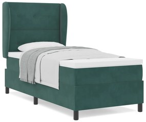 vidaXL κρεβάτι Box Spring  με στρώμα σκούρο πράσινο 90x200 εκ. βελούδο