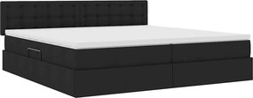 vidaXL LED Κρεβάτι αποθήκευσης με στρώμα Μαύρο 200 x 200 cm Ύφασμα