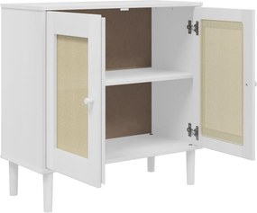 vidaXL Ντουλάπι SENJA Λευκό / Όψη Ρατάν 80x35x80 εκ. Μασίφ Ξύλο Πεύκου