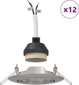 vidaXL Σποτ 12 pcs Ασημί 9 x 9 x 2.5 εκ. Μέταλλο