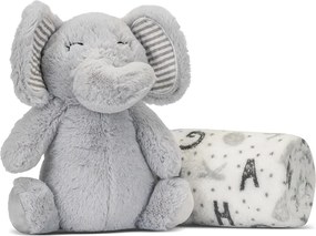 NAPPY WHITE BLANKET WITH GREY ELEPHANT