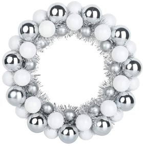vidaXL Χριστουγεννιάτικα Στεφάνια Μπάλλας 2 pcs Λευκό και Ασημί